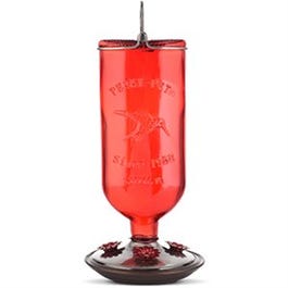 Antique Bottle Glass Hummingbird Feeder, Red Online Sale