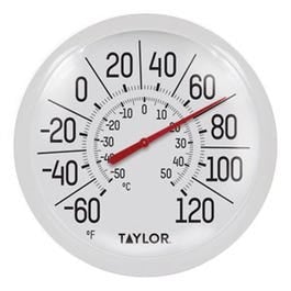 8-Inch Diameter White Outdoor Dial Thermometer on Sale