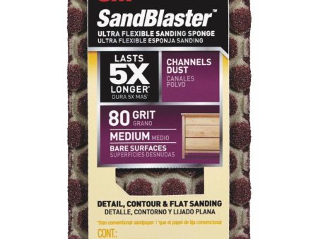 3M SandBlaster Ultra Flexible 2-1 2 In. x 4-1 2 In. x 1 In. 80 Grit Medium Sanding Sponge For Cheap