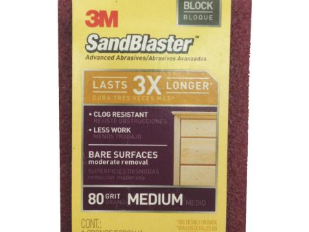 3M SandBlaster 2-1 2 In. x 3-3 4 In. x 1 In. 80 Grit Medium Sanding Sponge Cheap