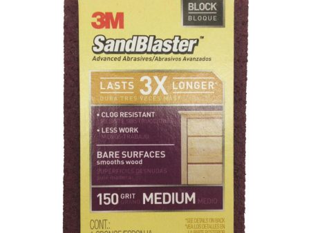 3M SandBlaster Bare Surfaces 2-1 2 In. x 3-3 4 In. x 1 In. 150 Grit Medium Sanding Sponge Online now