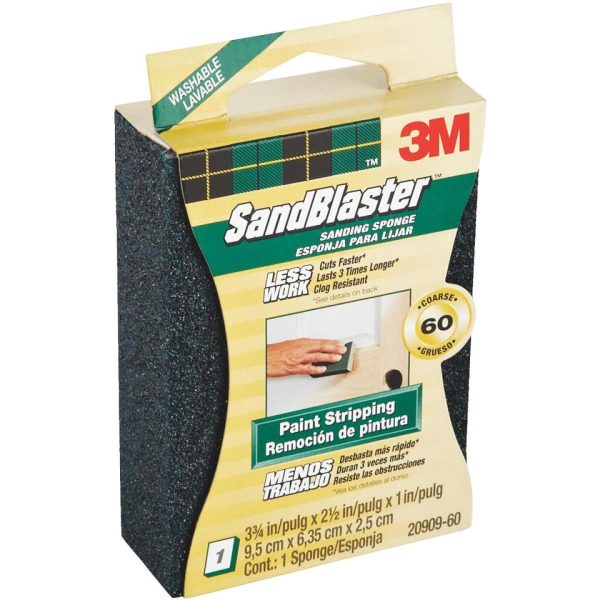 3M SandBlaster Paint Stripping 2-1 2 In. x 3-3 4 In. x 1 In. 60 Grit Coarse Sanding Sponge on Sale