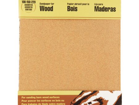 3M Bare Wood 9 In. x 11 In. 220 150 100 Grit Assorted Grade Sandpaper (5-Pack) Fashion