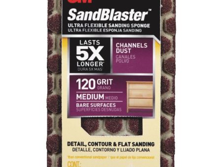 3M SandBlaster Ultra Flexible 2-1 2 In. x 4-1 2 In. x 1 In. 120 Grit Medium Sanding Sponge For Sale