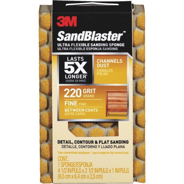 3M SandBlaster Ultra Flexible 2-1 2 In. x 4-1 2 In. x 1 In. 220 Grit Fine Sanding Sponge For Discount